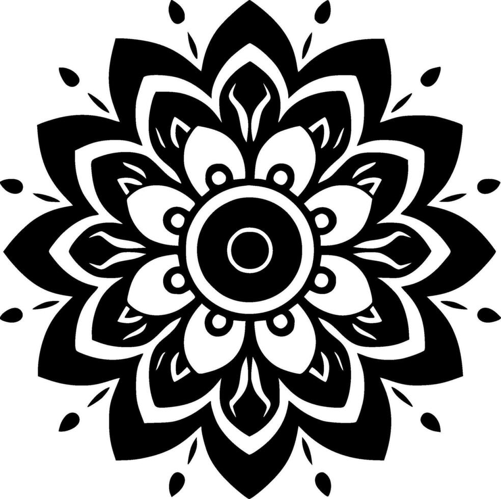 Mandala, Black and White Vector illustration