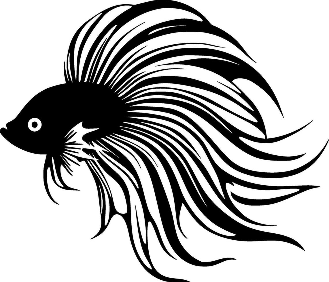 Beta Fish - Black and White Isolated Icon - Vector illustration