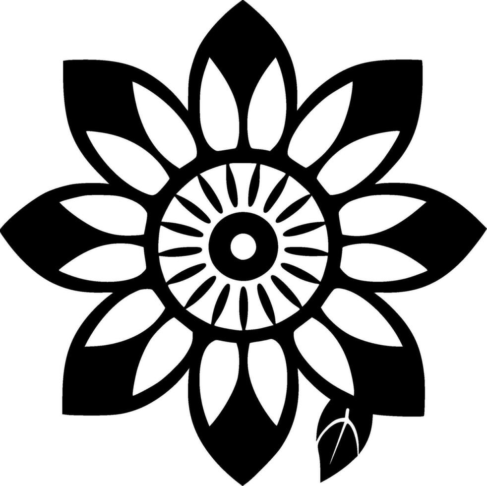 Flower - Black and White Isolated Icon - Vector illustration