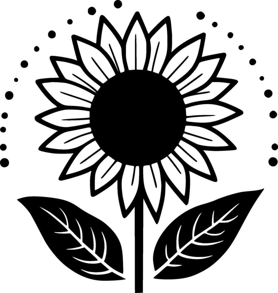 Flower - Black and White Isolated Icon - Vector illustration