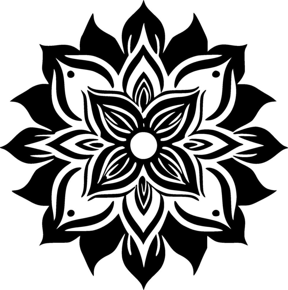 Mandala, Black and White Vector illustration