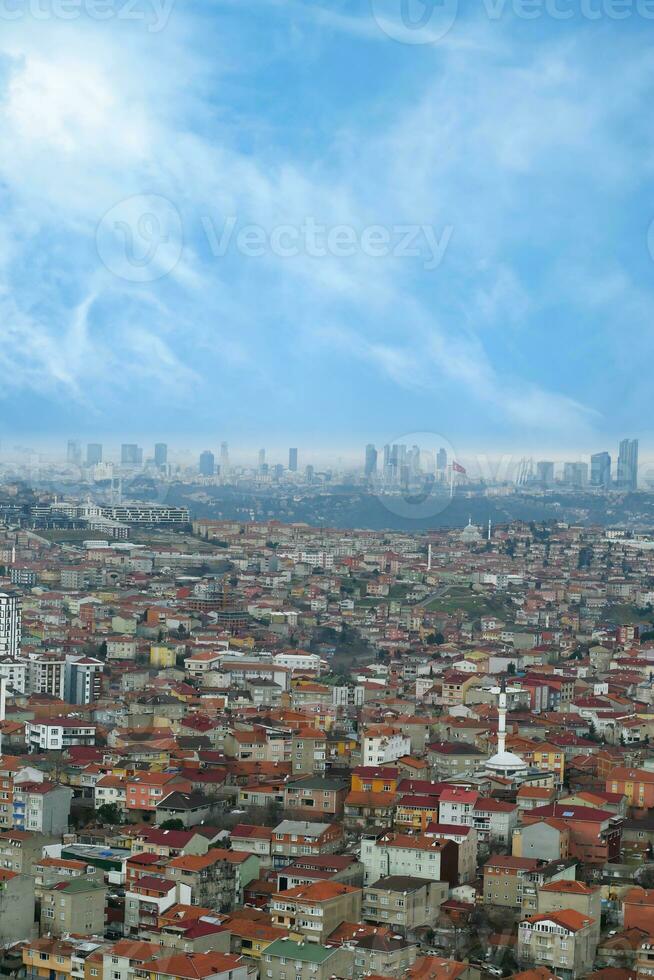 Arial View of Istanbul Asian Side Urban building blocks photo