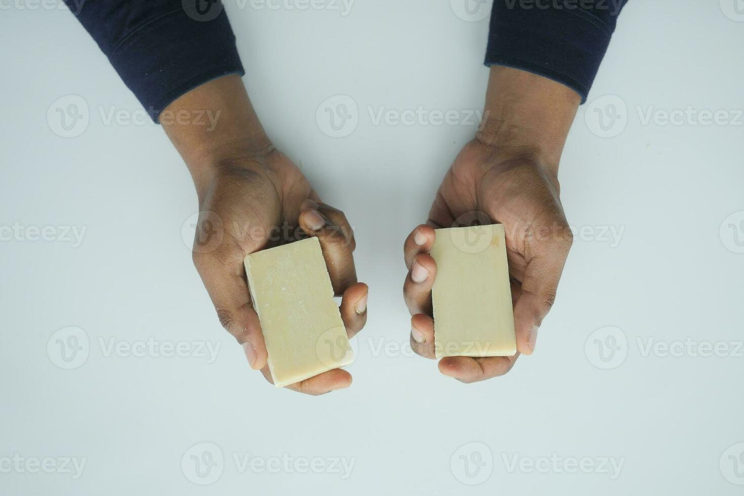 natural soap bar on hand photo