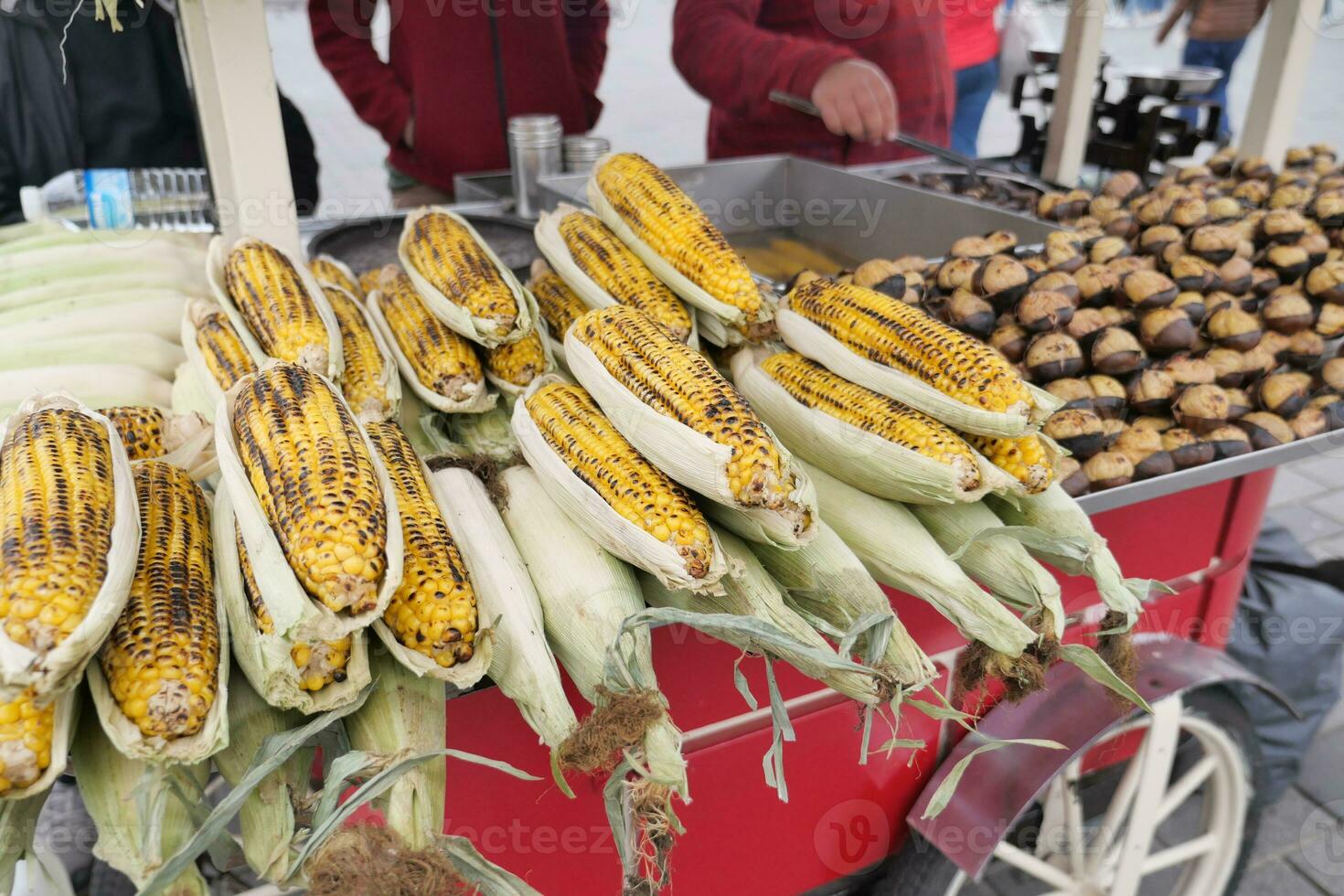 Grilled Corn for sale in a market stall in istanbul photo