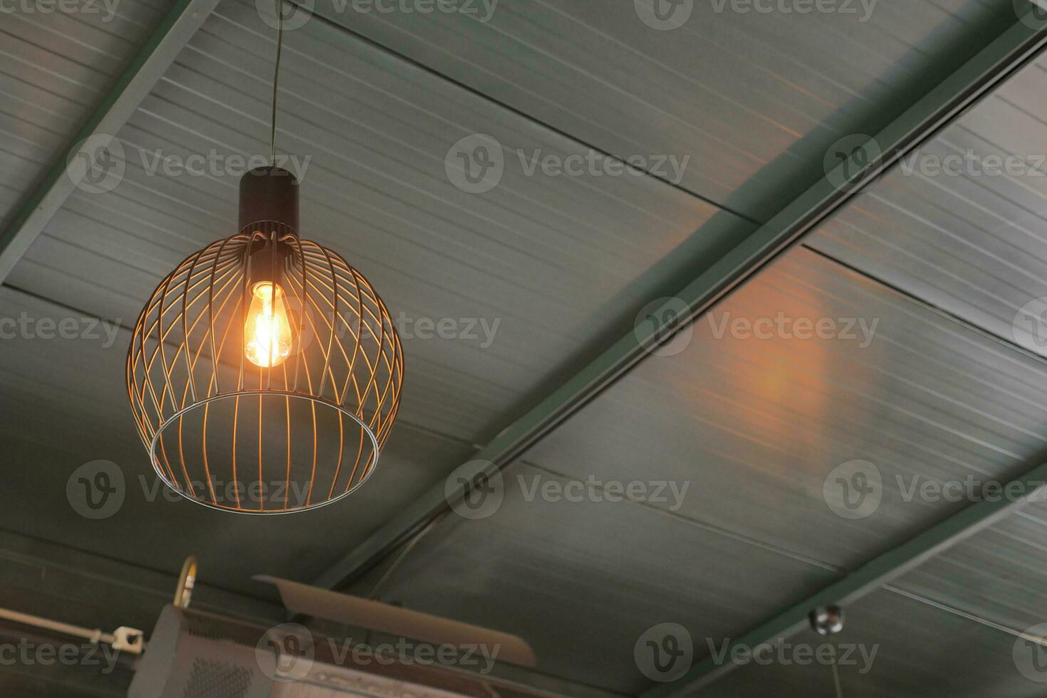 Vintage rope chandelier light on the wall photo