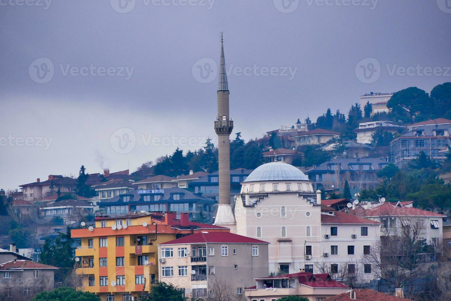 the dome of a mosque and urban city scape in istanbul photo