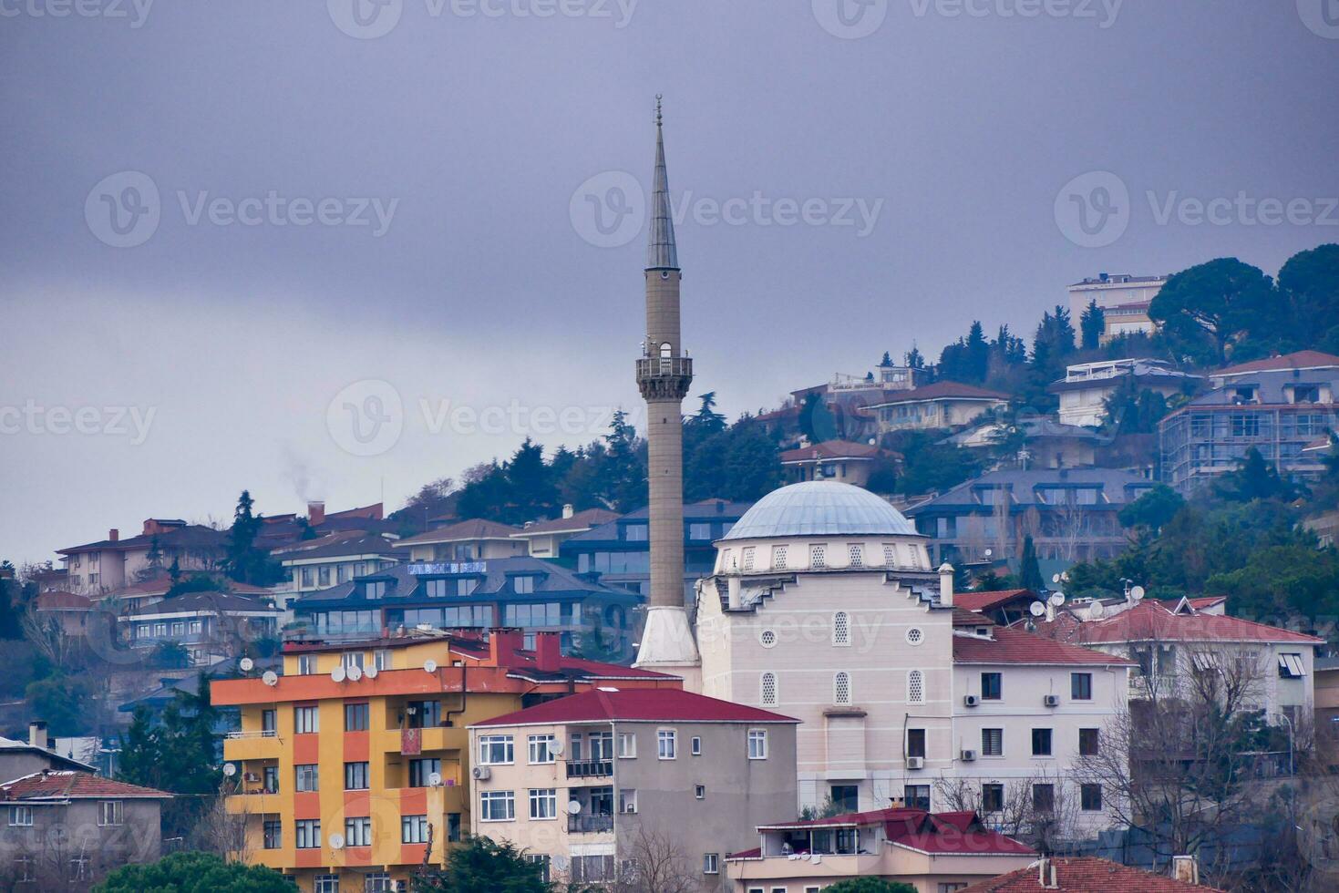 el Hazme de un mezquita y urbano ciudad bohordo en Estanbul foto