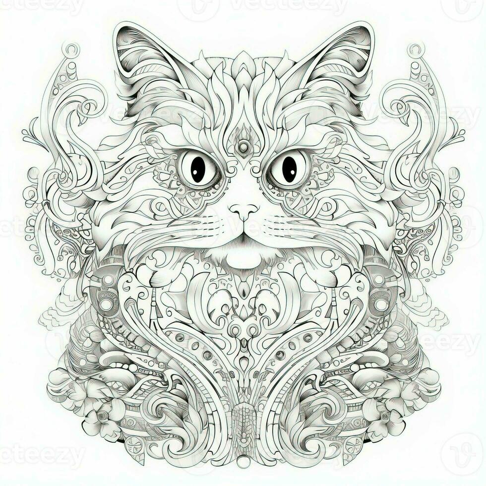 Cat Coloring Pages Exotic Line Art photo