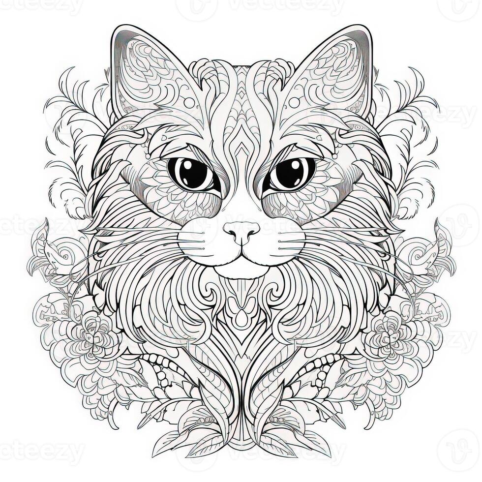 Cat Coloring Pages Exotic Line Art photo