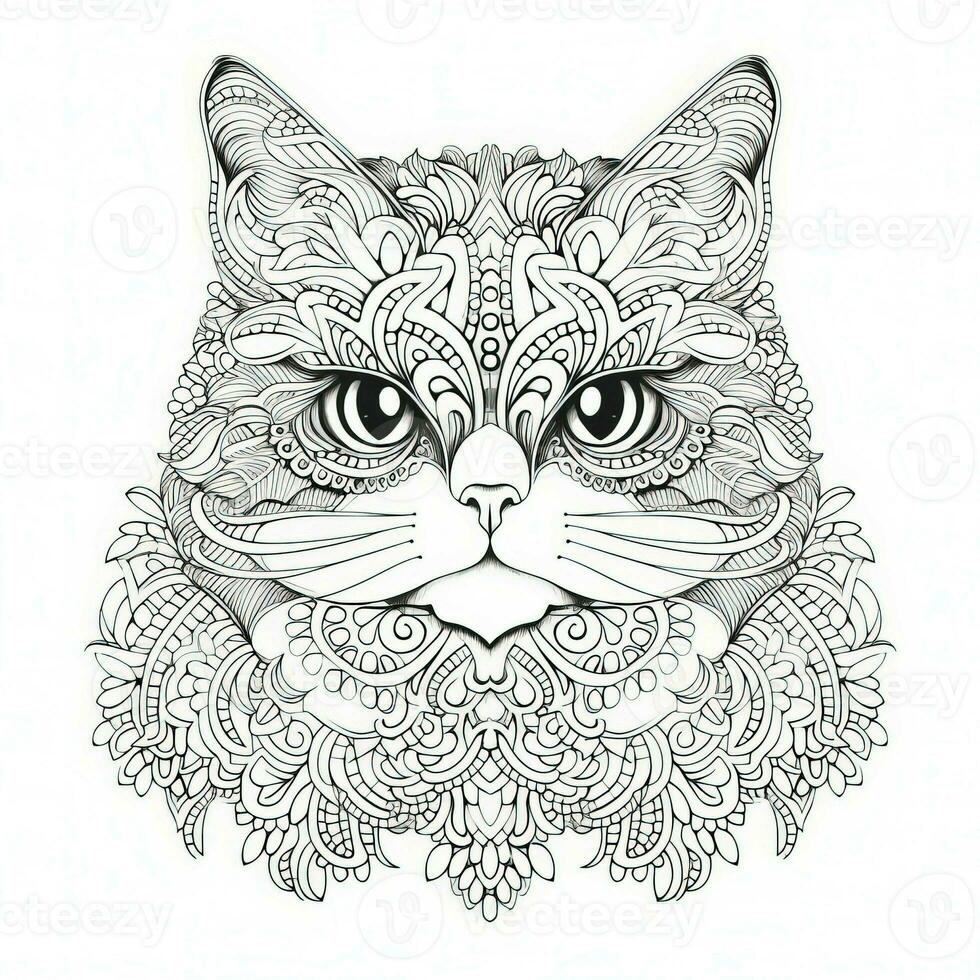 Cat Coloring Pages Exotic Line Art photo