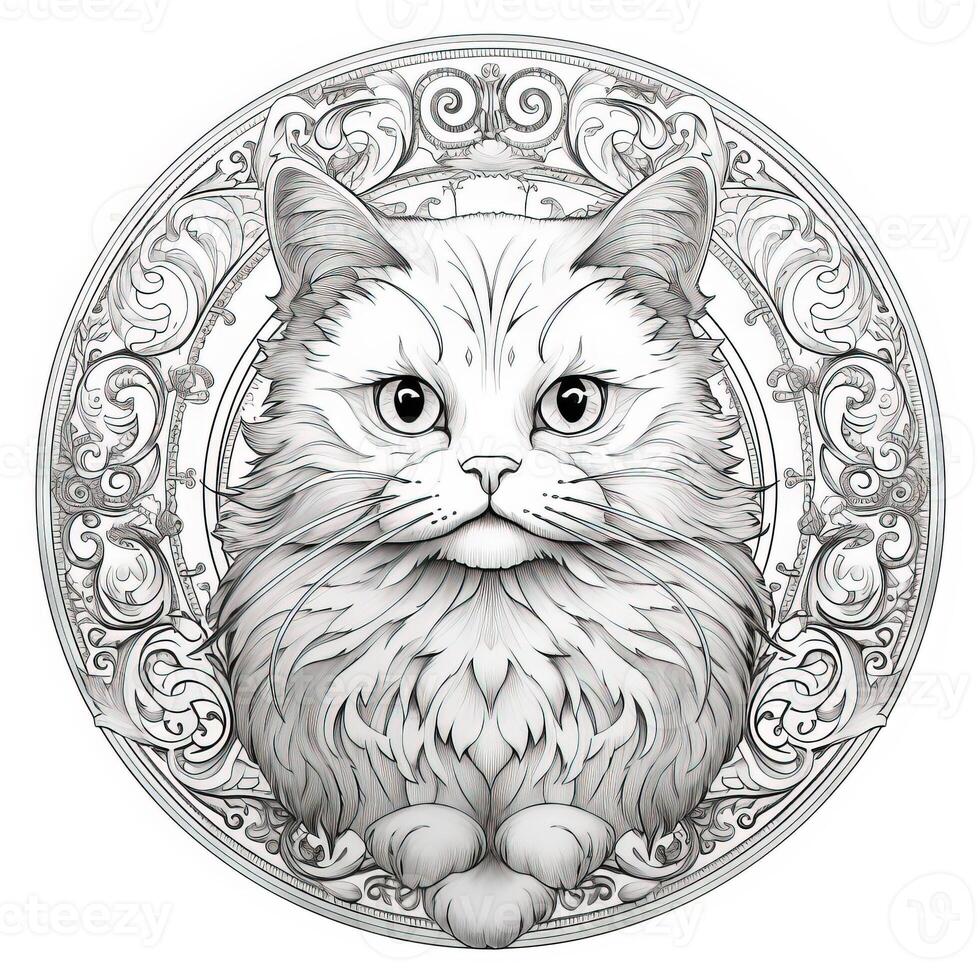 Cat Coloring Pages Exotic Line Art photo