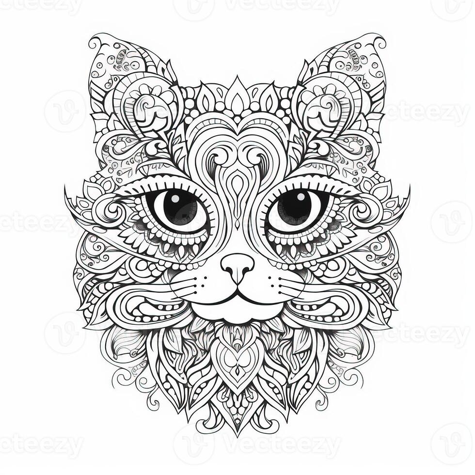 Cat Coloring Pages Exotic Line Art photo