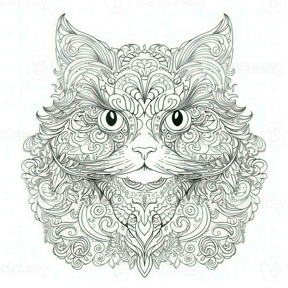 Cat Coloring Pages Exotic Line Art photo