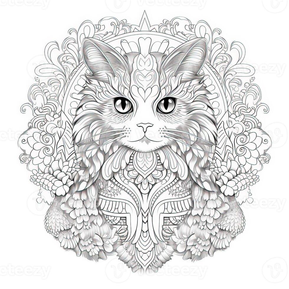 Cat Coloring Pages Exotic Line Art photo