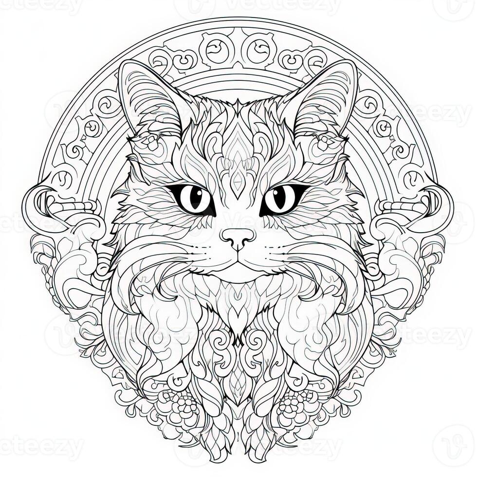 Cat Coloring Pages Exotic Line Art photo