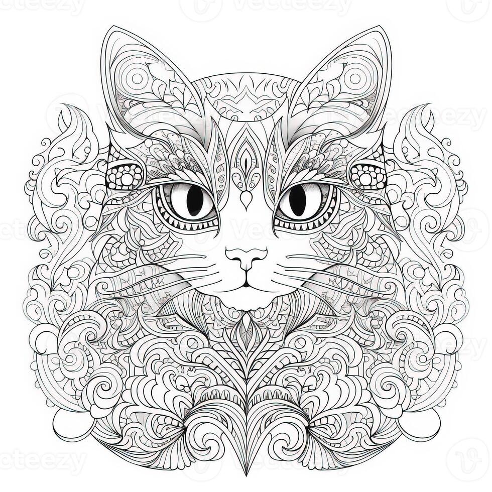 Cat Coloring Pages Exotic Line Art photo