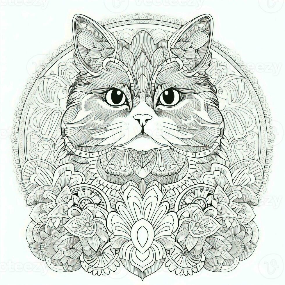 gato colorante paginas exótico línea Arte foto
