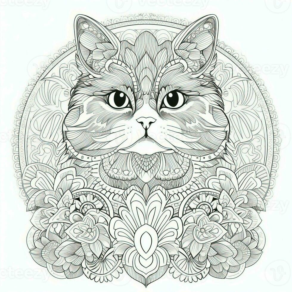 Cat Coloring Pages Exotic Line Art photo