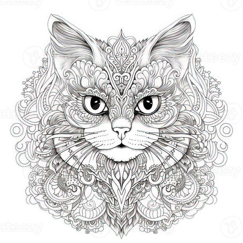 Cat Coloring Pages Exotic Line Art photo