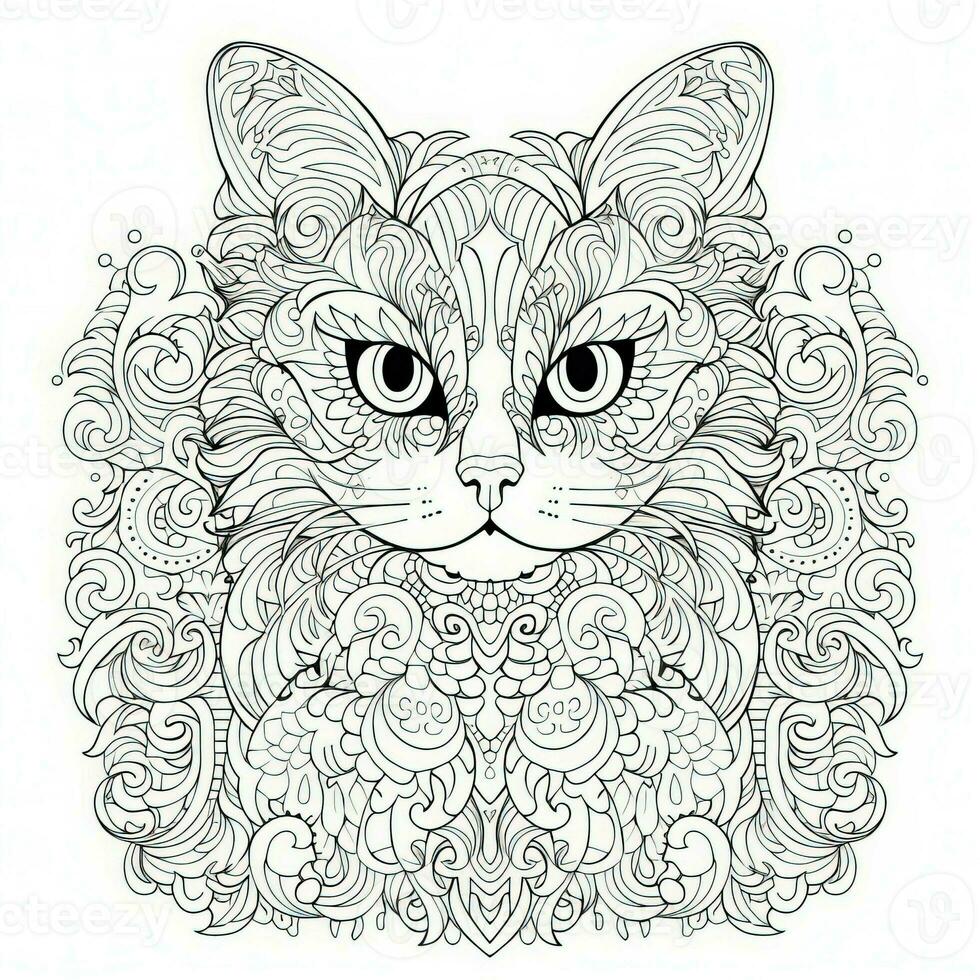 Cat Coloring Pages Exotic Line Art photo