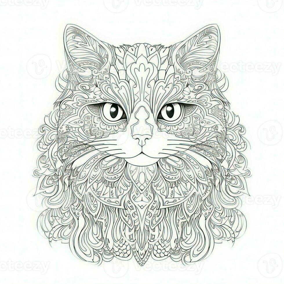 Cat Coloring Pages Exotic Line Art photo