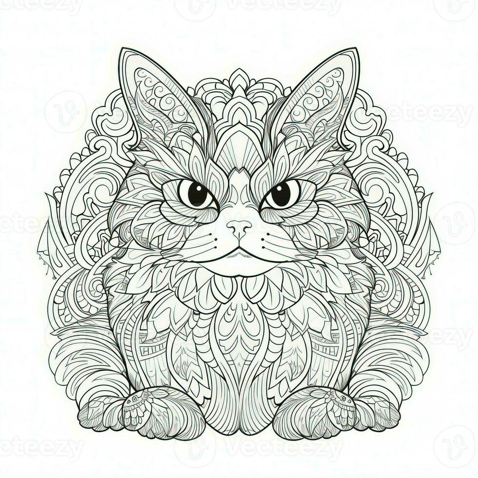 Cat Coloring Pages Exotic Line Art photo