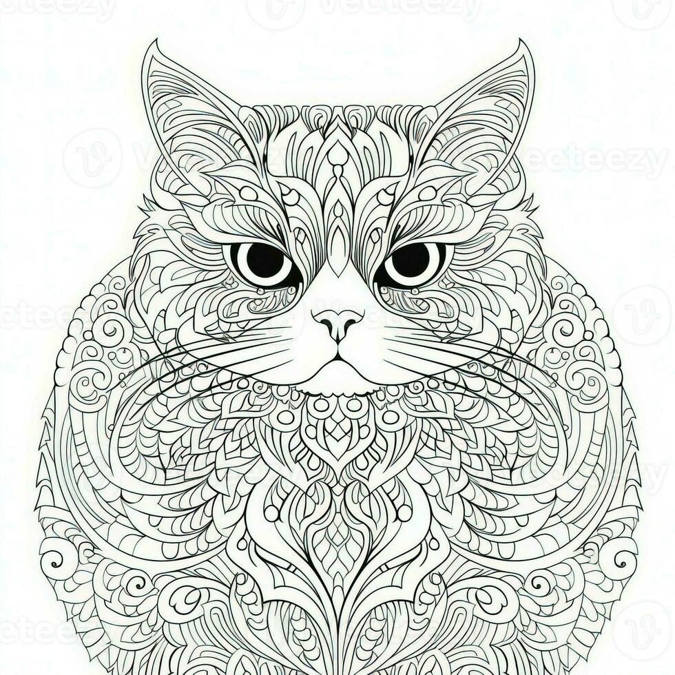 Cat Coloring Pages Exotic Line Art photo