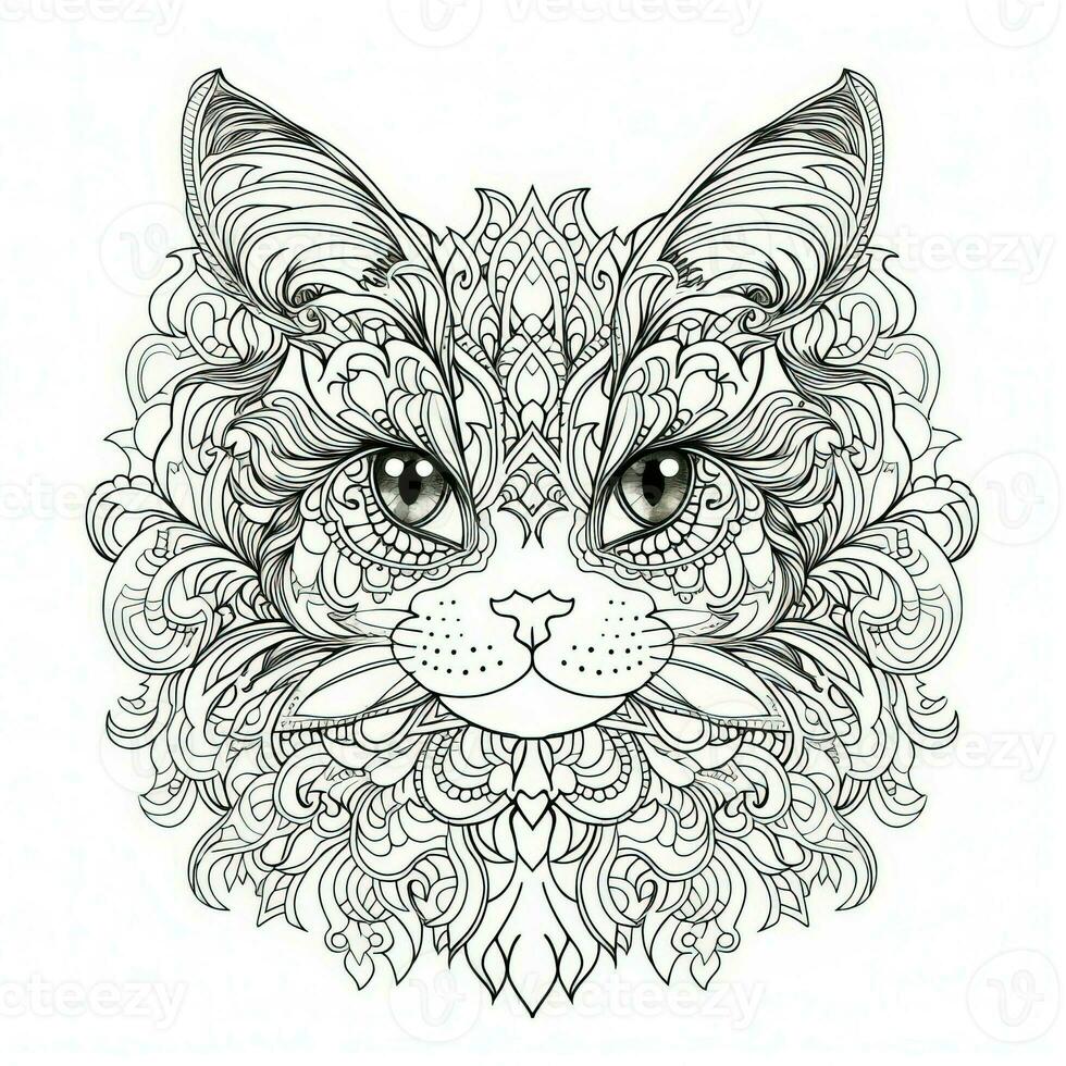 Cat Coloring Pages Exotic Line Art photo