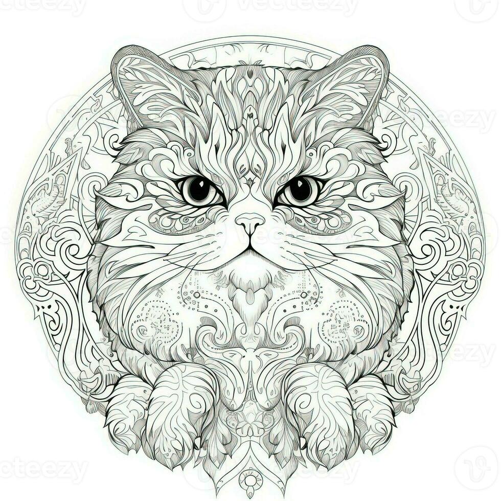 Cat Coloring Pages Exotic LineArt photo