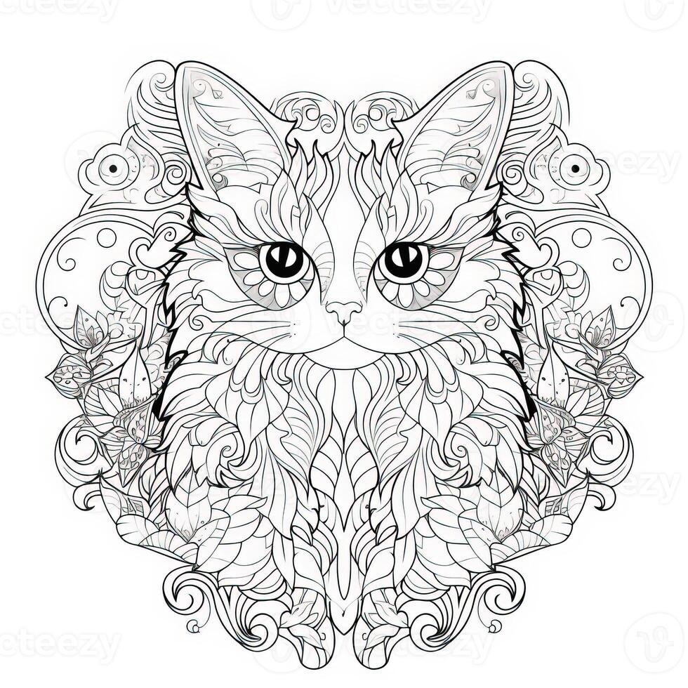 Cat Coloring Pages Exotic LineArt photo