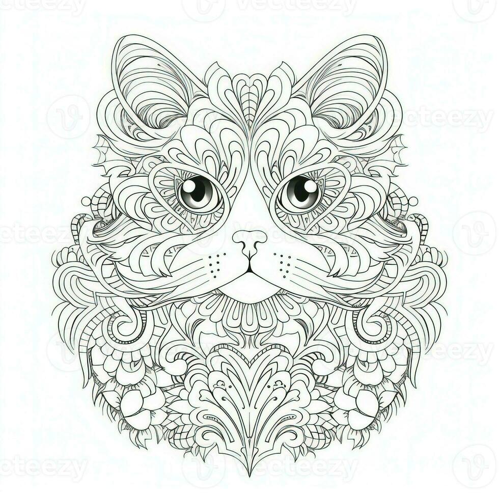 Cat Coloring Pages Exotic LineArt photo