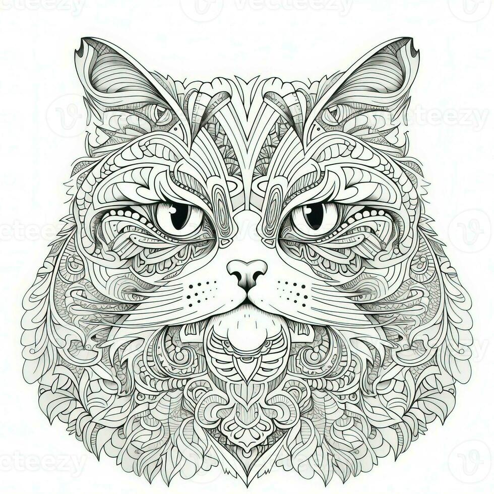 Cat Coloring Pages Exotic LineArt photo