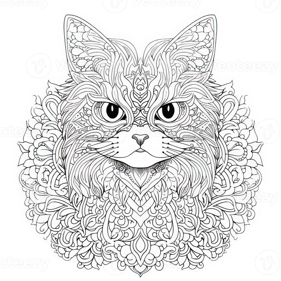 Cat Coloring Pages Exotic LineArt photo