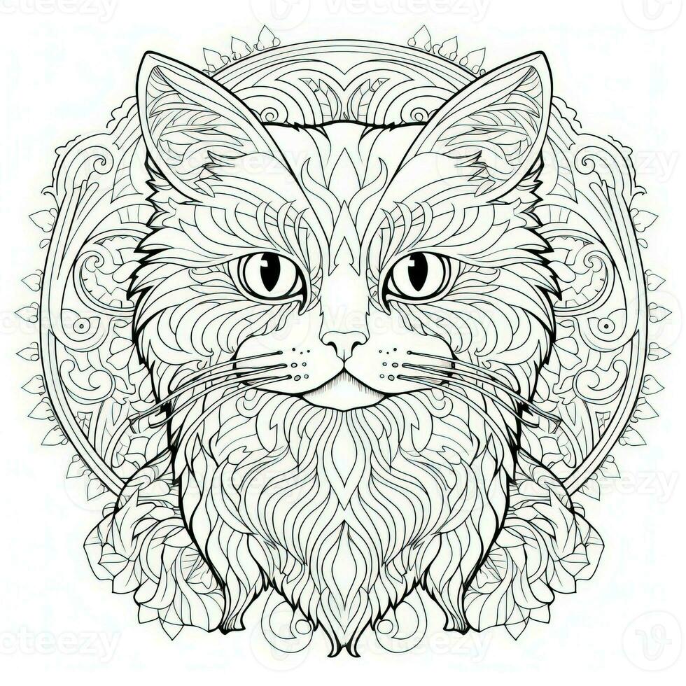 Cat Coloring Pages Exotic LineArt photo