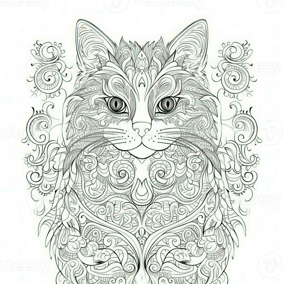 Cat Coloring Pages Exotic LineArt photo