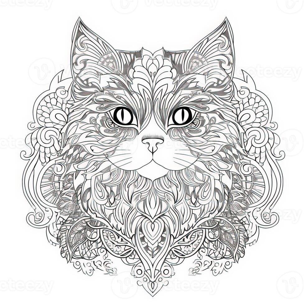 Cat Coloring Pages Exotic LineArt photo