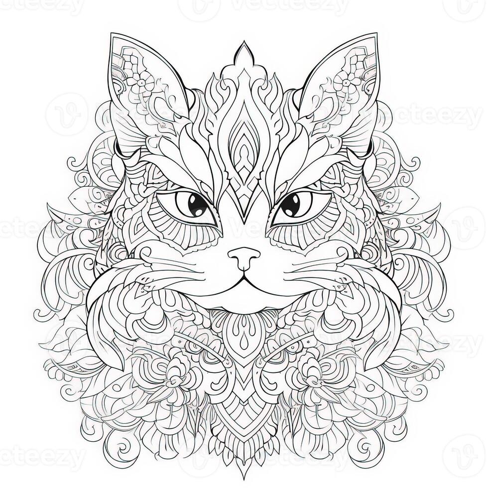 Cat Coloring Pages Exotic LineArt photo