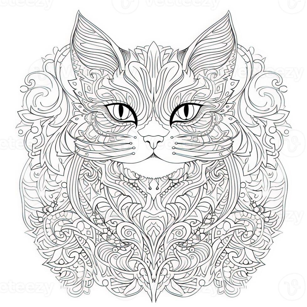 Cat Coloring Pages Exotic LineArt photo