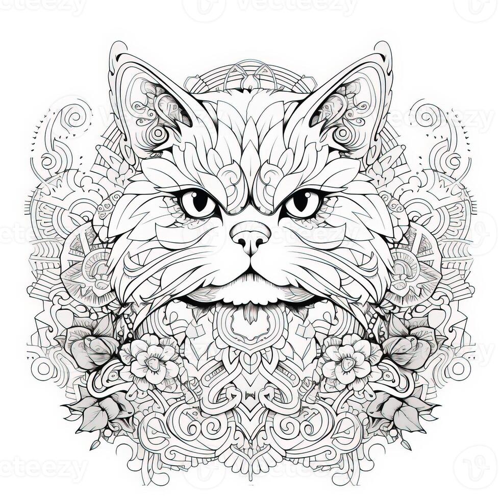 Cat Coloring Pages Exotic LineArt photo