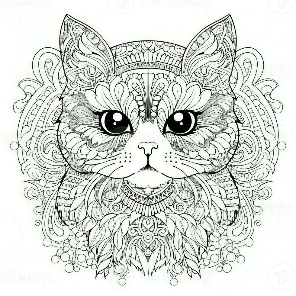 Cat Coloring Pages Exotic LineArt photo