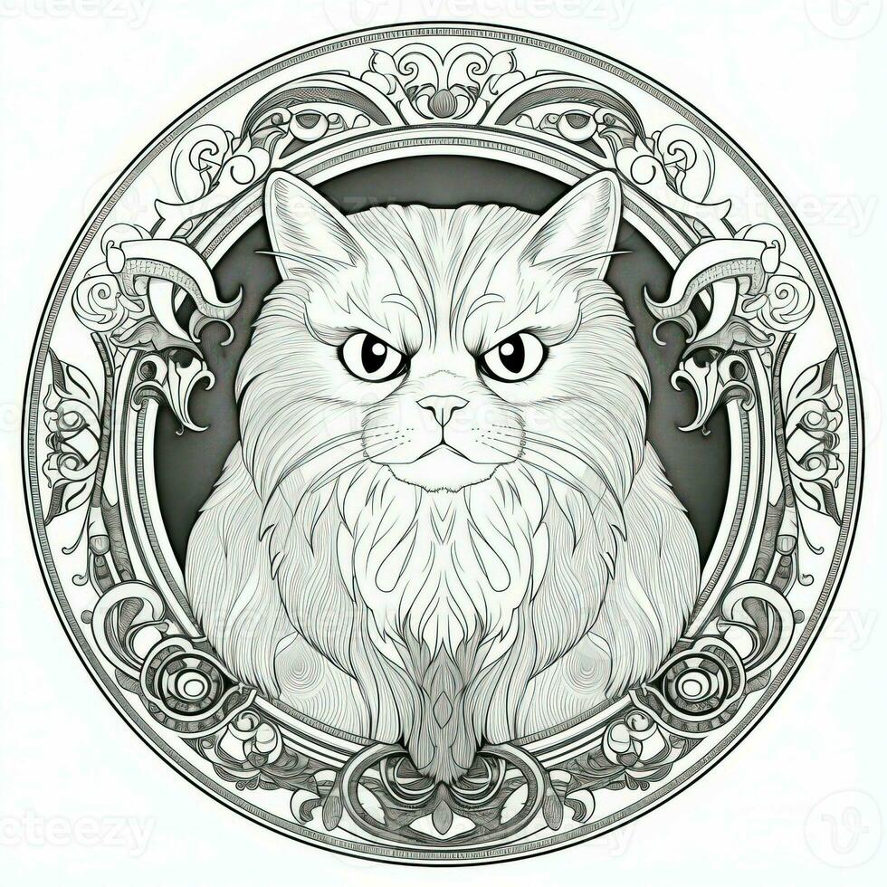 Cat Coloring Pages Exotic LineArt photo