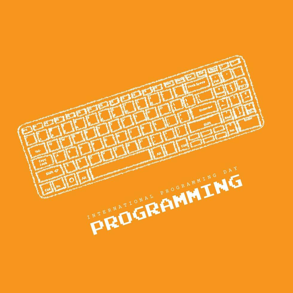 Hand drawn design of keyboard for computer or programming day template vector