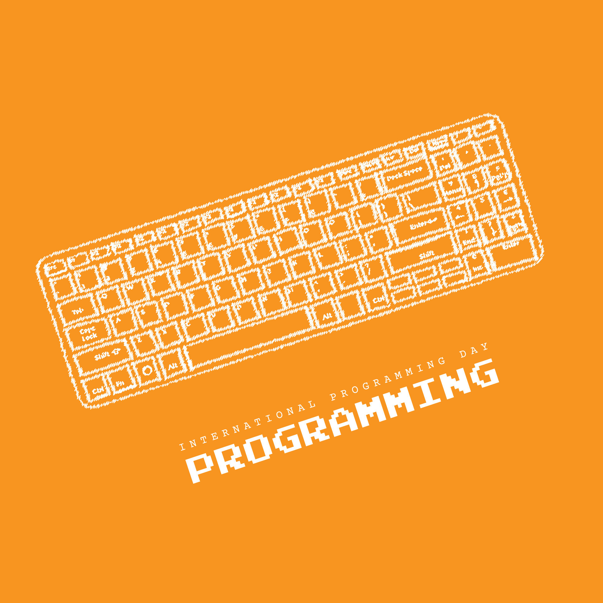 Hand drawn design of keyboard for computer or programming day template ...