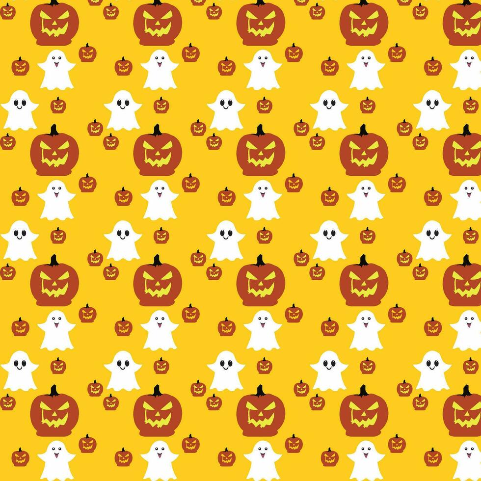 Halloween seamless pattern design with ghost , pumpkin vector