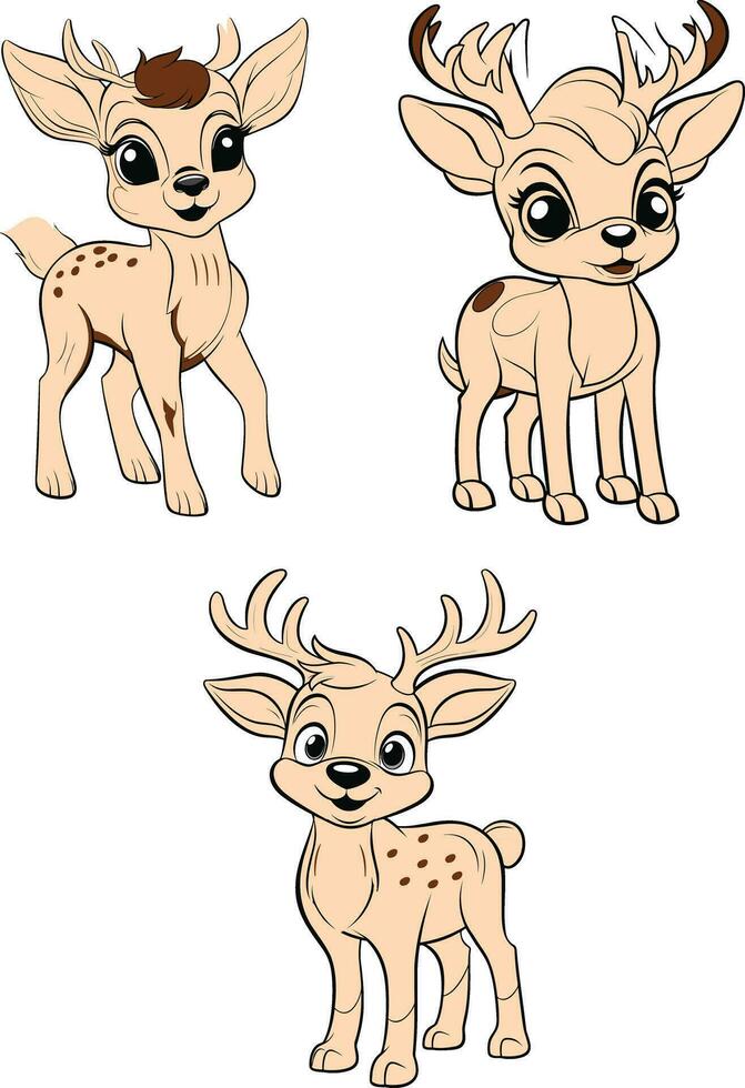 cute deer flat character  white background vector