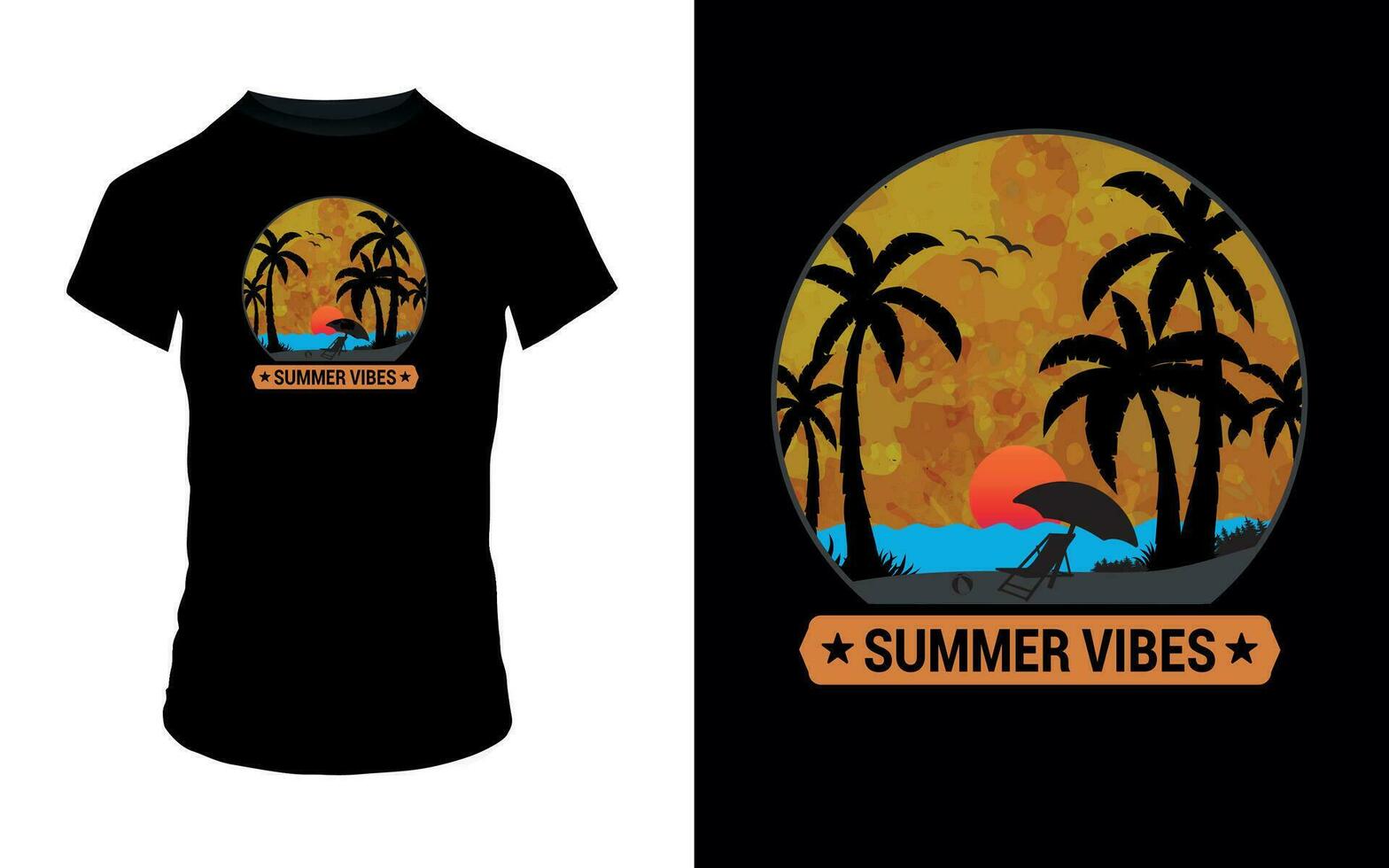 ''Summer vibes'' Summer T Shirt design. vector