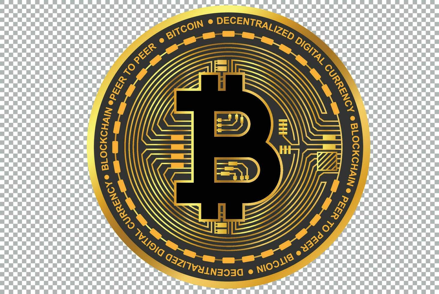 bitcoin criptomoneda vector. bitcoin símbolo aislado en gris antecedentes. realista cripto moneda vector ilustración. bitcoin oro vector