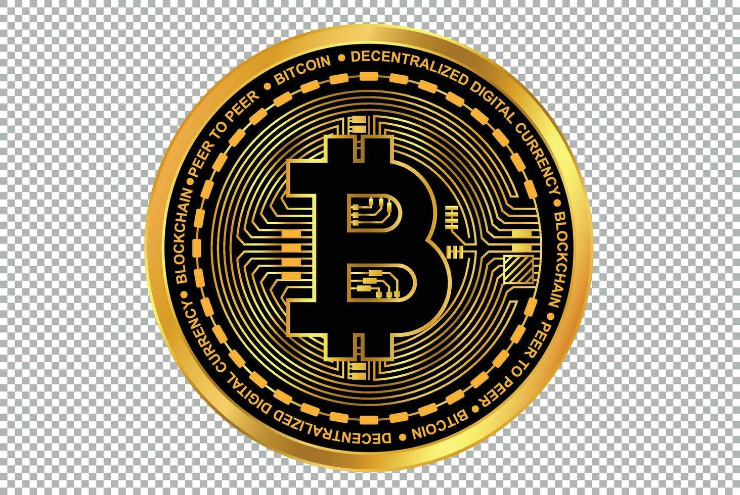 bitcoin criptomoneda vector. bitcoin símbolo aislado en gris antecedentes. realista cripto moneda vector ilustración. bitcoin oro vector