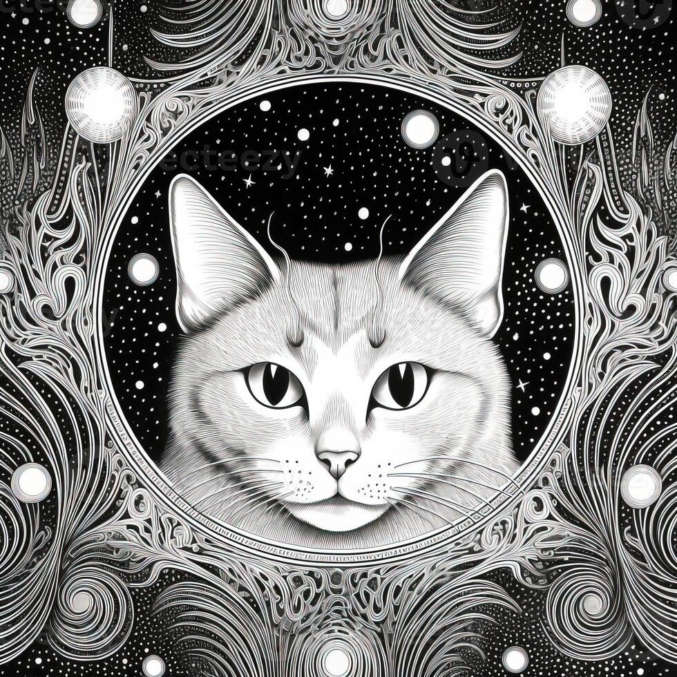 Celestial Cat Coloring Pages photo