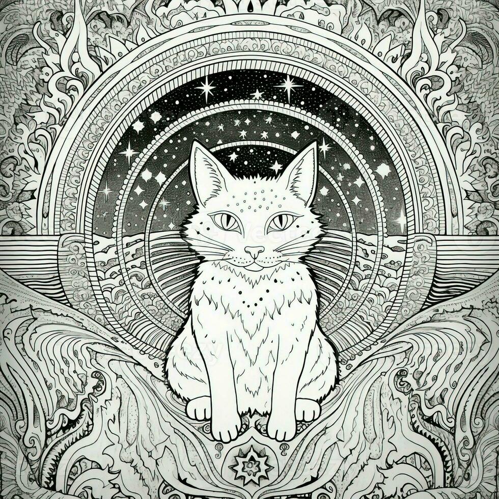 Celestial Cat Coloring Pages photo